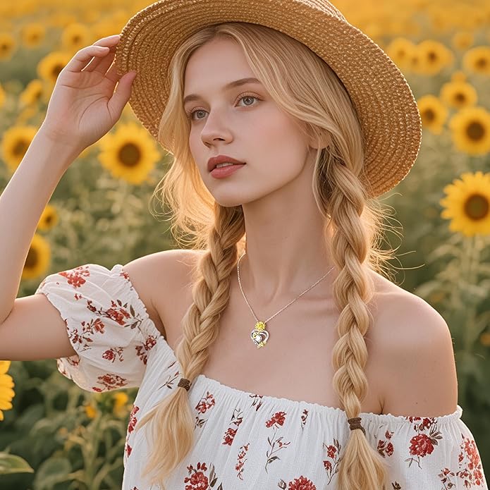 MOOSEA Sunflower Gifts for Her- 925 Sterling Silver Moissanite Sunflower Necklace Anniversary Birthday Gifts for Women Wife Girlfriend You Are My Sunshine Gifts Sunflower Jewelry