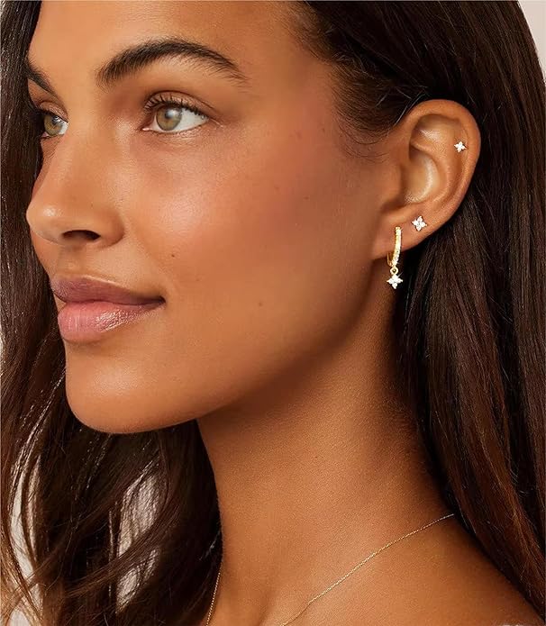 Gold Ear Cuffs Earrings for Women Non Piercing - Clip on Cartilage Earrings Dainty 14K Gold Sterling Silver Plated Cubic Zirconia Huggie Hoop Earring for Women No Tarnish Trendy Jewelry Set