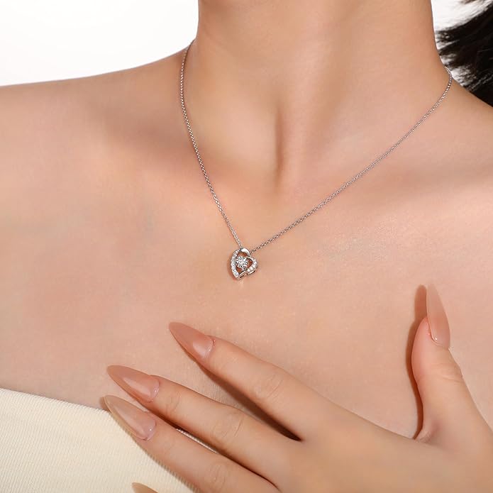 Sterling Silver Lab Grown Diamond Halo Pendant Necklace, Chain Included,ideal gift for anniversaries, birthdays, or any milestone celebration