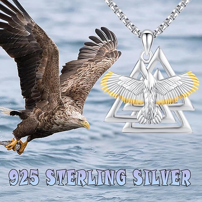 YueYuan Viking Necklace for Men 925 Sterling Silver Rune Amulet Pendant Nordic Necklace Viking Jewelry Gift for Father Husband Son