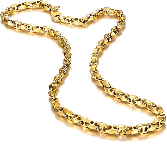 Urban Jewelry Astro Snake 18K Gold plated/Stainless steel Men's Heavy Weight Tungsten Carbide Base Link Necklace Chain