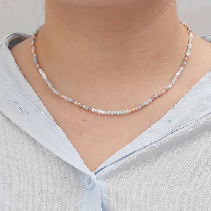 JSJOY Tiny Crystal Beaded Choker Necklaces for Women Colorful Beaded Necklace Dainty Choker Necklaces Simple Boho Jewelry Gifts for Teens Handmade Bead Necklaces Gifts