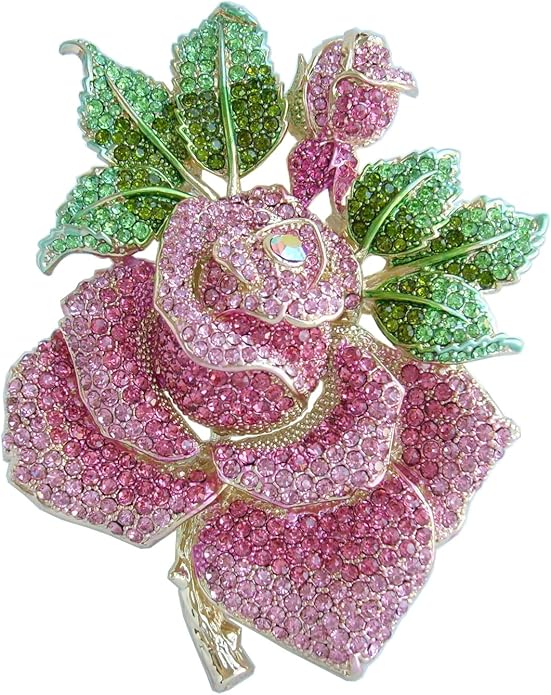 Gorgeous Wedding 5.32" Big Rose Flower Brooch Pin Austrian Crystal Pendant BZ2994