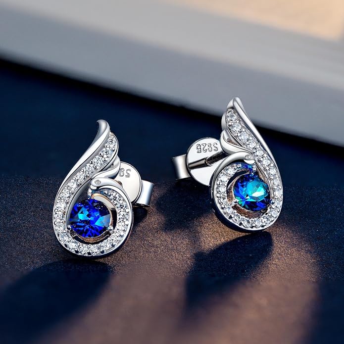 Kate Lynn "Rise From the Ashes" Sterling Silver Phoenix Earrings, Stud Earrings with Crystals from Austria, Packaged with Jewelry Box, Birthday Gifts for Women, Symbol of Luck and Renewal