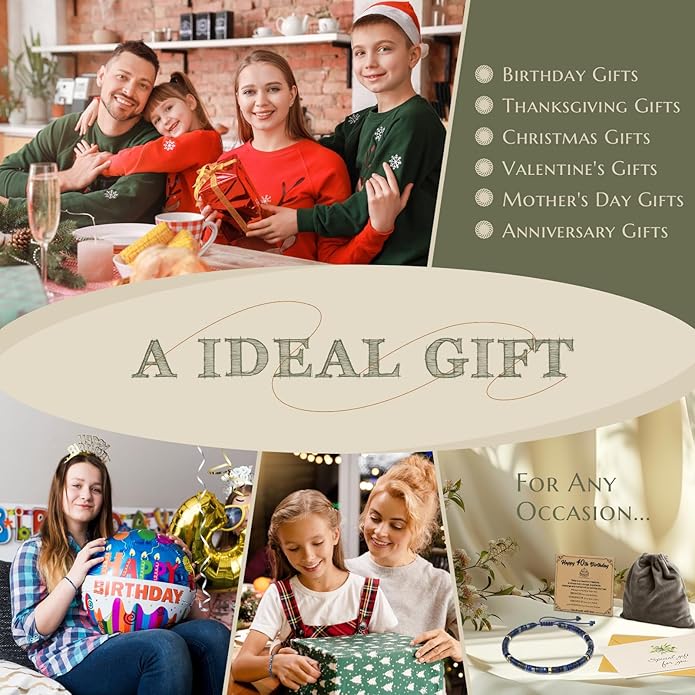 30th 40th 50th 60th 70th 80th Birthday Gifts for Women, Natural Stone Bracelet Birthday Gifts for Mom Daughter Grandma Sister Friends Coworker