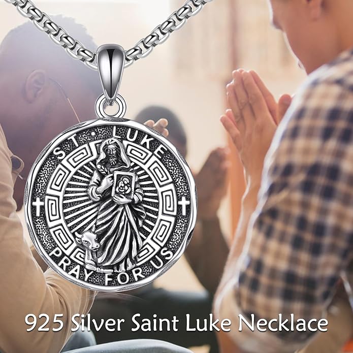 YFN Patron Saint Necklace Sterling Silver Amulet Medal Pendant Religious Protector Jewelry Gifts for Women Men
