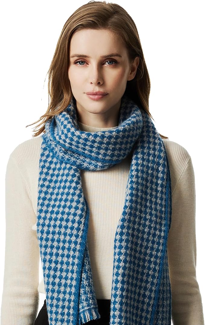 EURKEA 100% Cashmere 2025 Winter Scarf for Women Fringed Edges Warm & Soft Lightweight Solid/Plaid/Two-Tone Free Size