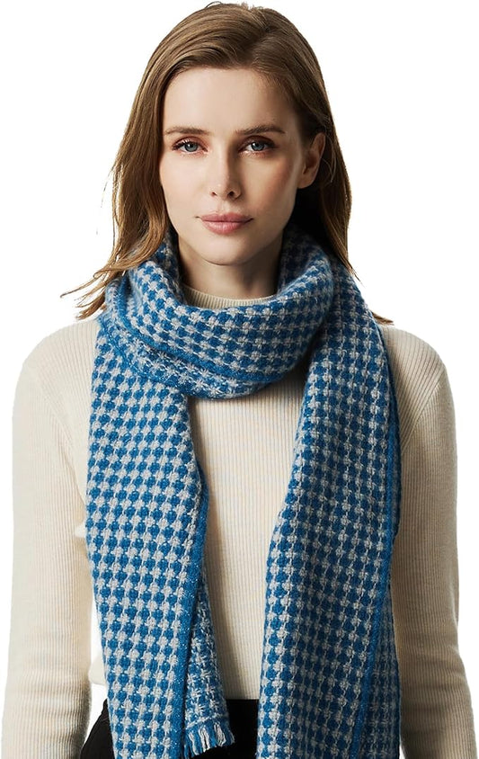 EURKEA 100% Cashmere 2025 Winter Scarf for Women Fringed Edges Warm & Soft Lightweight Solid/Plaid/Two-Tone Free Size