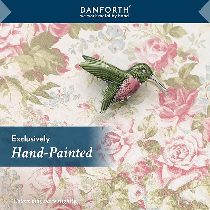 Danforth - Hummingbird Brooch Pin – Handcrafted Pewter Bird Brooch Pins For Women – 2” Wide - Made In USA