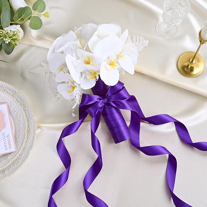 LEEQE Purple Double Face Satin Ribbon 1 inch X 50 Yards Spool Bright Colors Very Suitable for Weddings Gift Package Wrapping Dancer Wand Sewing Party Hair Bow Invitation Decorations and More