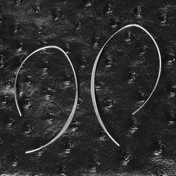 Upside Down Hoop Earrings - Hypoallergenic Lightweight Wire Needle Drop Dangle Threader Hoops for Women, Safe for Sensitive Ears - Plated in 925 Sterling Silver or 18k Gold
