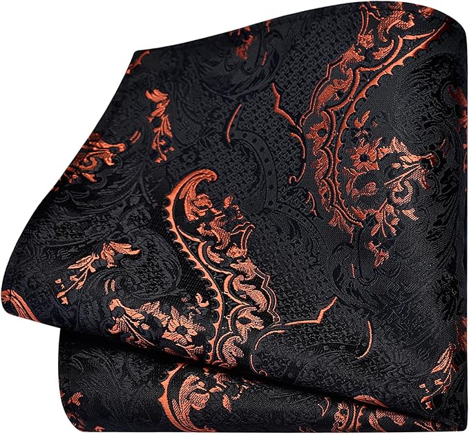 GUSLESON 8cm Paisley Tie Set for Men Necktie Lapel Pin Pocket Square Cufflinks Set for Men
