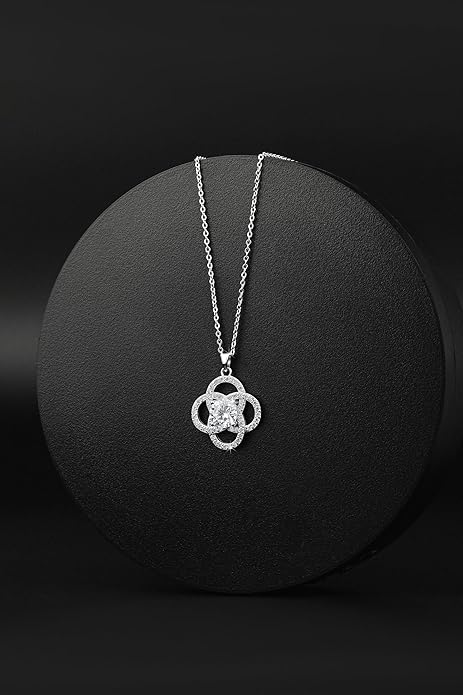Moissanite Pendant Necklace for Women – 925 Sterling Silver Necklace for Women Infinity Pendant, Dainty Silver Jewelry Gift Box for Mom Wife Girlfriend – Birthday Anniversary 1-3 CT