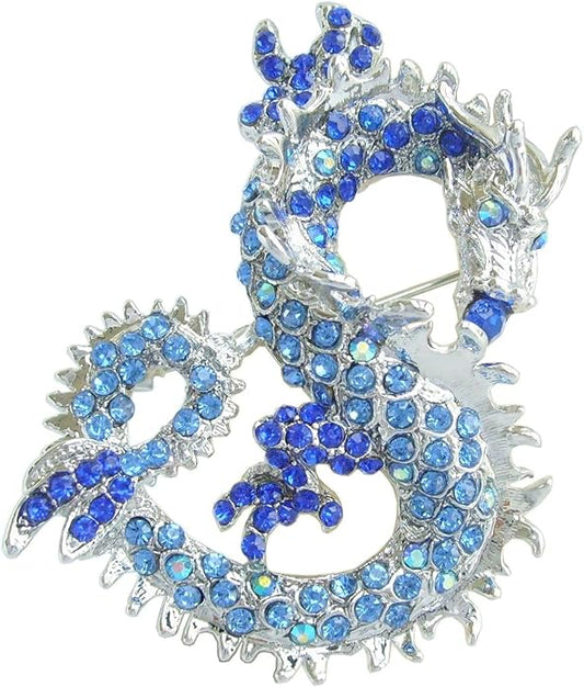 Art Style 2.36" Dragon Brooch Pin Pendant Austrian Crystal BZ2980