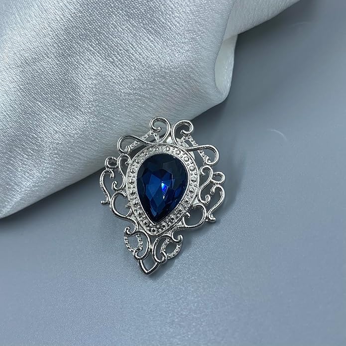 Vintage Silver Color Men's Brooches for Women Lovely Water Drop Badge Flame Crystal Brooch Lapel Pins Fashion Jewelry