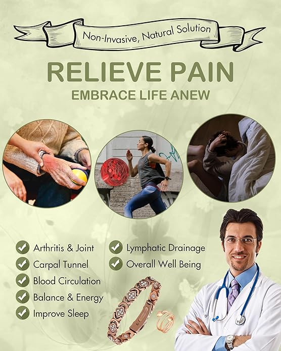 Feraco Pure Copper Bracelets for Women, Ultra Strength Magnetic Therapy Bracelet for Pain Relief with Neodymium Magnets & Sparkling Cubic Zirconia, Adjustable, Infinite Clover Jewelry