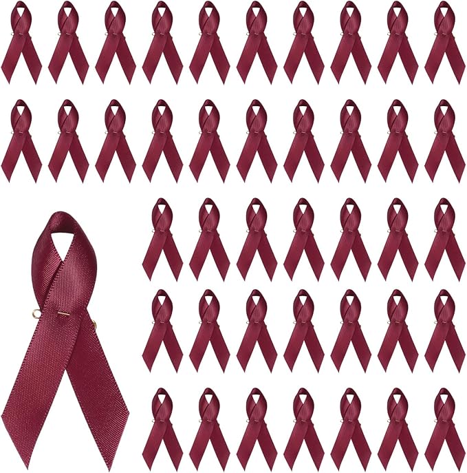 PATIKIL 50 Pcs Polyester Ribbon Satin Pins, Satin Ribbon with Safety Pins for Charity Public Social Event Party Clothing Decoration Anniversary, Red