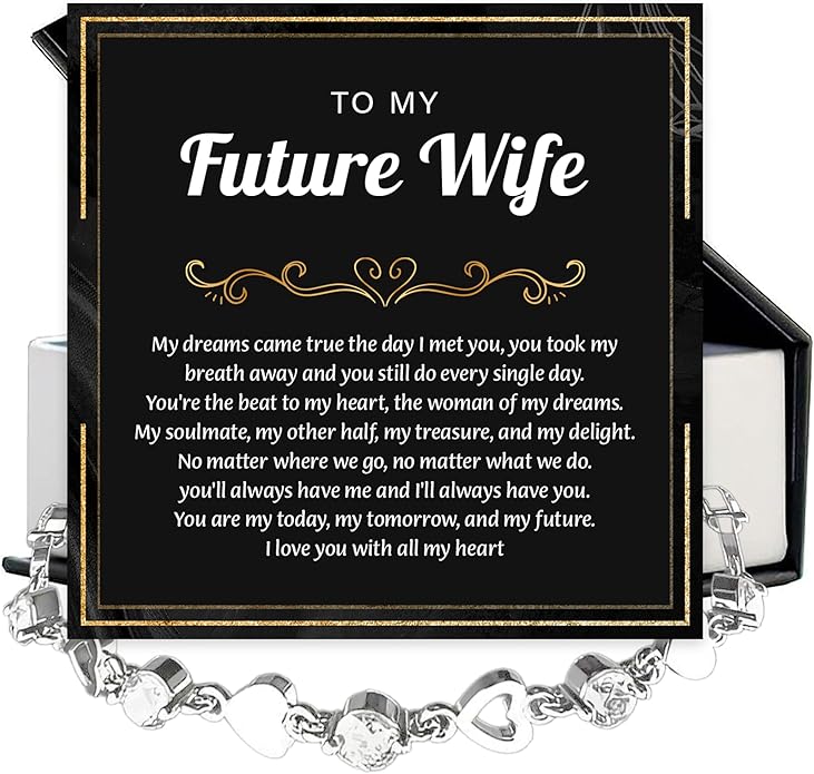 To My Future Wife Crystal Heart Bracelet Gift From Future Husband, Beautiful Jewelry Birthday, Christmas, Valentine’s Day, Bracelet For Her With Heartfelt Message & Elegant Box