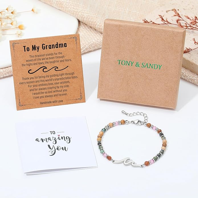 TONY & SANDY Friend Gifts for Women, Stocking Stuffers for Women, Sister Gifts from Sister, Wave Bracelet, Birthday Gifts for Woman, Bestie Friendship Bracelets, Unique Gifts for Her