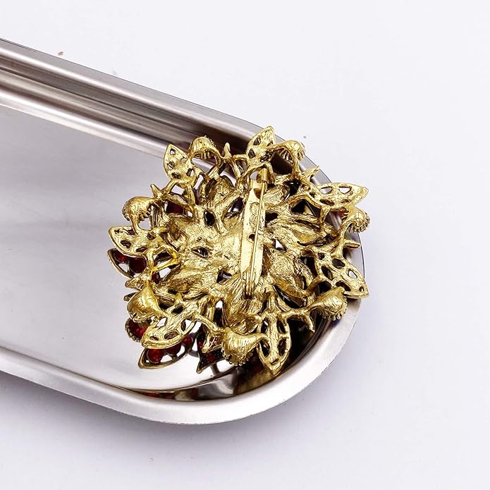 LAXPICOL Vintage Women's Austrian Crystal Elegant Flower Brooch Wedding Broach Pin
