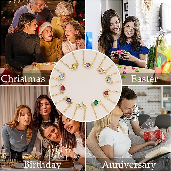 Gold Cross Necklaces for Women, 1-12 Birthstone Necklace Stocking Stuffers for Her Faith Confirmation Gifts for Teen Girls Virgin Mary Necklace Gifts for Christians Birthday Baptism Religious Jewelry