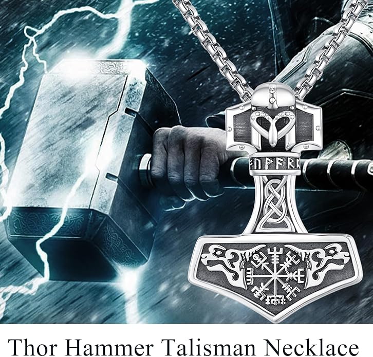 YueYuan Viking Necklace for Men 925 Sterling Silver Rune Amulet Pendant Nordic Necklace Viking Jewelry Gift for Father Husband Son