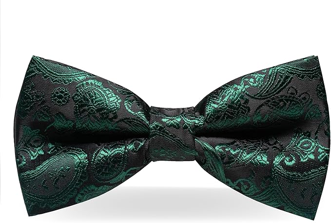 JEMYGINS Paisley Pre-tied Bow Tie and Pocket Square Cufflinks Lapel Pin Sets for Men 4PCS