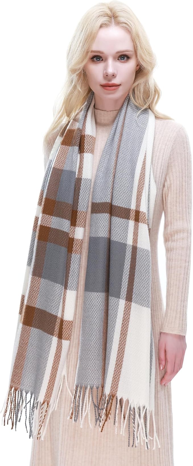 RIIQIICHY Plaid Scarf for Women Fall Winter Pashmina Scarves Wraps for Cold Weather Warm Large