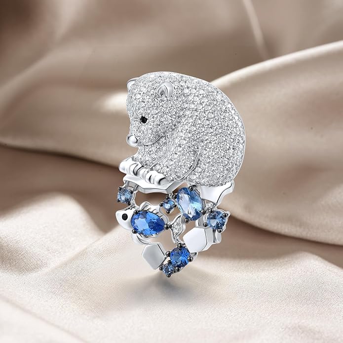 Santuzza 925 Sterling Silver Gemstone Pin Brooch for Women