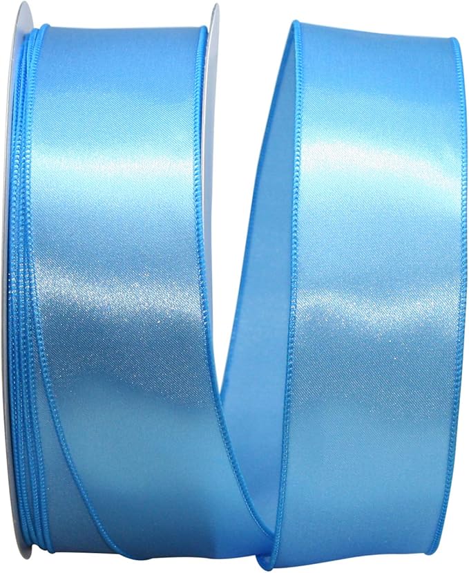 Reliant Ribbon 92575W-052-40K Satin Value Wired Edge Ribbon, 2-1/2 Inch X 50 Yards, Light Blue