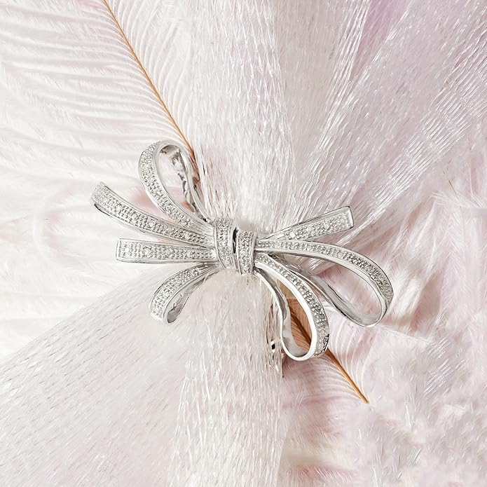 Ross-Simons 0.10 ct. t.w. Diamond Ribbon Pin in Sterling Silver