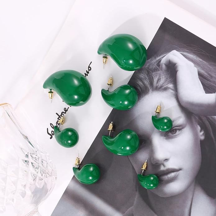 Gacimy Teardrop Earrings Dupes for Women 14K Gold Plated, Chunky Drop Earrings for Women with 925 Sterling Silver Post