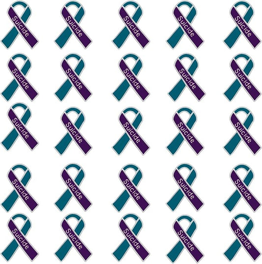 Suicide Awareness and Prevention Pin - Bulk Packs - Variety Pack of Teal & Purple Ribbon Pin Perfect for Support Groups, Gift-Giving and Fundraising