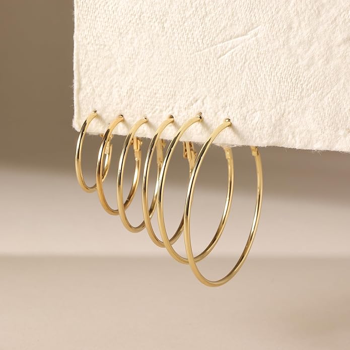 6 Pairs Gold and Silver Plated Hoop Earrings Set for Women – Trendy Silver and Gold Huggie Hoops, Big Silver and Gold Earrings, Chunky Jewelry for Multiple Piercings, Fashion Gift Pack, Stylish Silver Jewelry for Everyday Wear