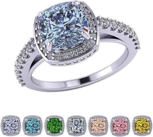 NANA Jewels Sterling Silver Engagement Rings for Women - Choose Simulated Morganite, Citrine, Aquamarine & More