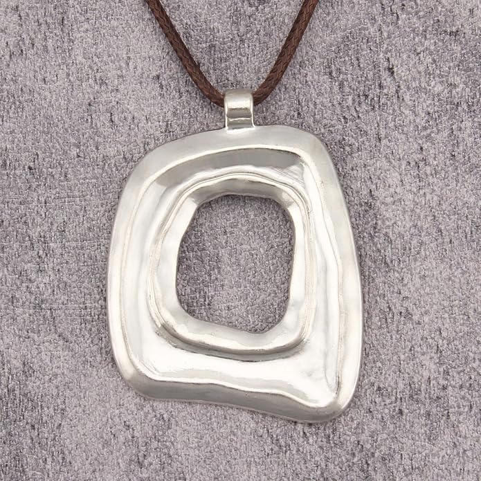 Long Boho Necklaces for Women Vintage Leather Wooden Pendant Y Choker Ethnic Style Gold Circle Hippie Sweater Necklace