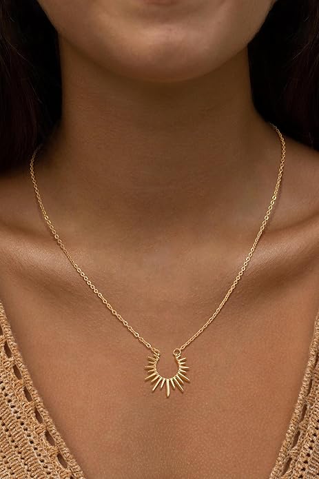 Lariat Necklaces for Women - Dainty Long Necklace Trendy 14K Gold Plated Hypoallergenic Layered Long Y-Shape Sunburst CZ T-Bar Pendant Drop Chain Necklace Set for Women Non Tarinsh Jewelry Gift