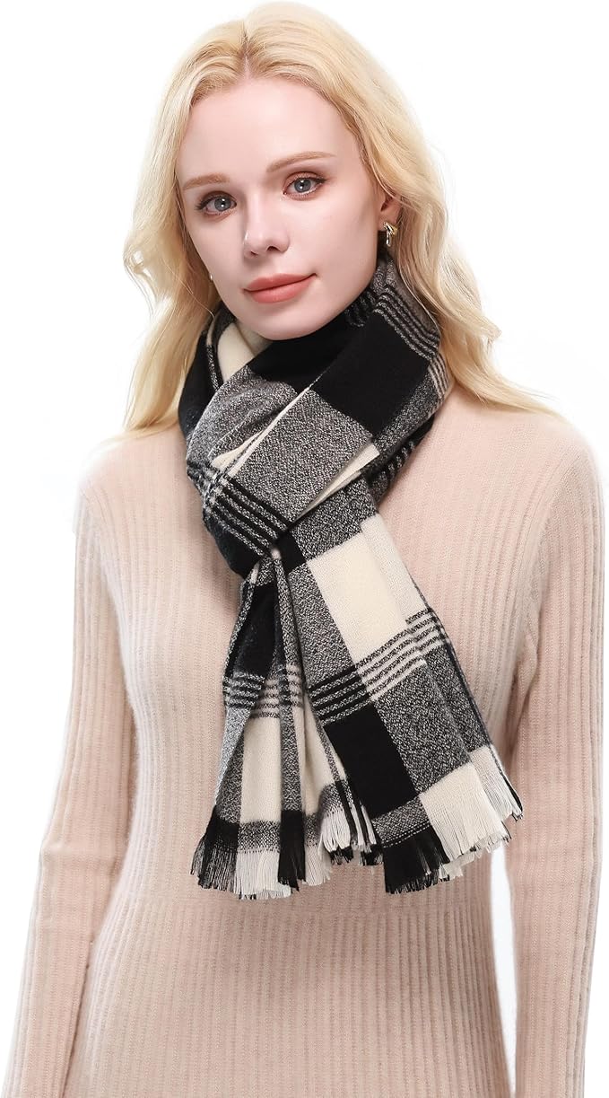 RIIQIICHY Plaid Scarf for Women Fall Winter Pashmina Scarves Wraps for Cold Weather Warm Large