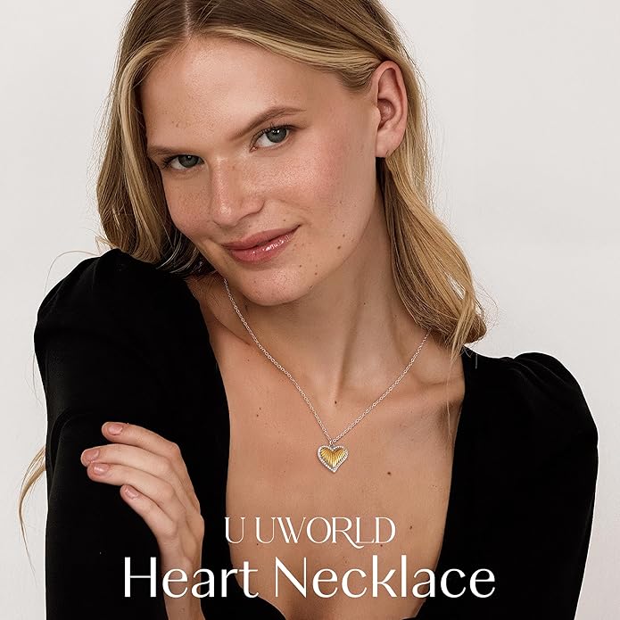 Infinity Heart Necklace,Pendant Necklace for Women Engraved with 'FOREVER LOVE',Heart Pendant Necklace with Cubic Zirconia,Anniversary Eternity Jewelry Gift for Wife or Birthday Present for Women