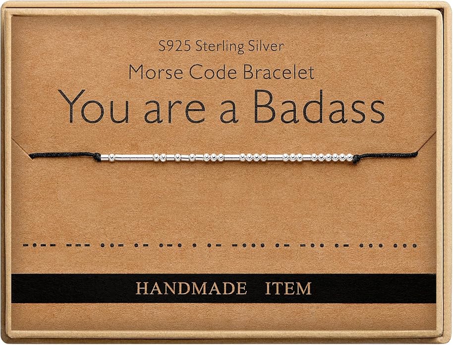 Monily Inspirational Gifts for Women Morse Code Bracelets for Women Funny Bracelet for Friend Funny Gift for Women Sterling Silver Bracelet for Women