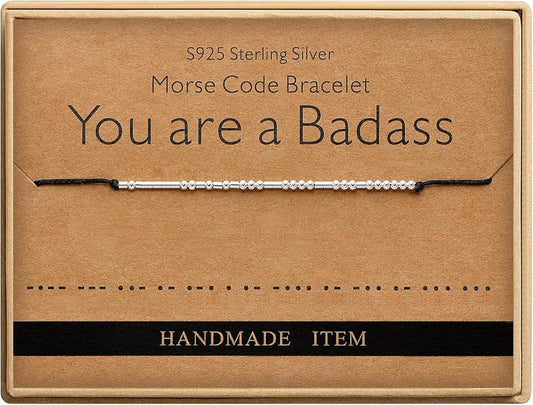 Monily Inspirational Gifts for Women Morse Code Bracelets for Women Funny Bracelet for Friend Funny Gift for Women Sterling Silver Bracelet for Women