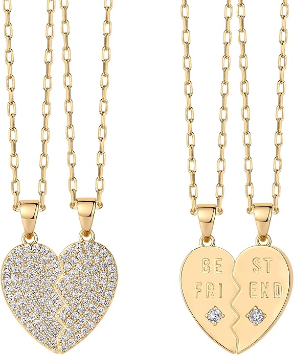 PAVOI 14K Gold Plated Cubic Zirconia Heart Necklace | Cute Dainty Love Pendant Necklaces for Women