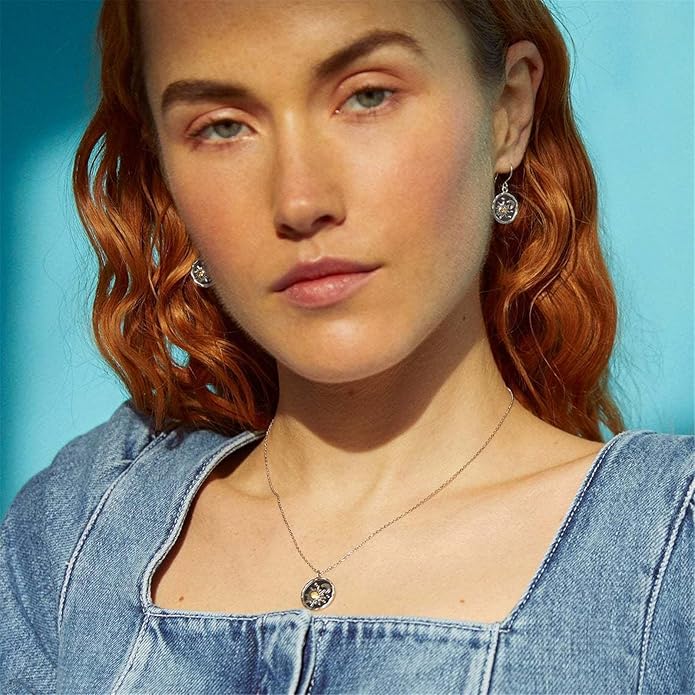 MALOYANVE Vintage Sun and Moon Drop Dangle Earrings for Women Unique lightweight Handmade Retro Boho Antiqued Gold Silver Round Coin Earrings for Women Jewelry