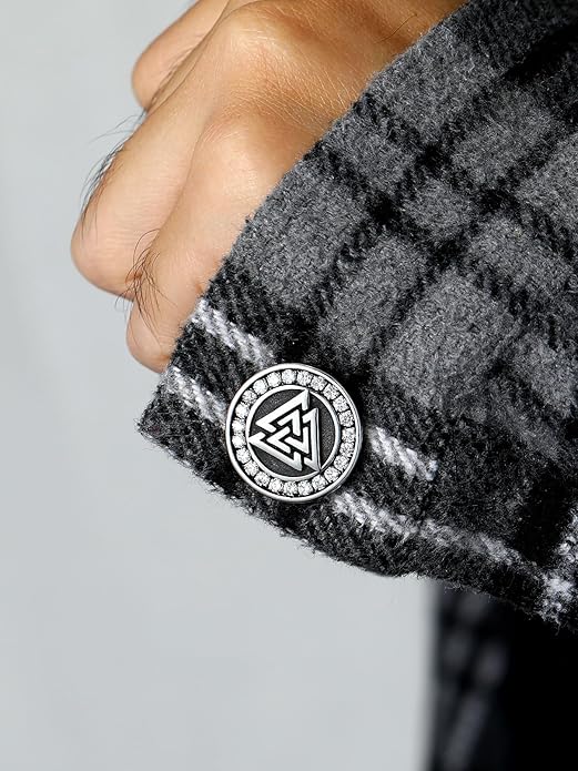 FaithHeart Mens Cufflinks, Norse Viking Tuxedo Shirt Cuff Links, Stainless Steel Cuff Links and Shirt Studs, Gift Box