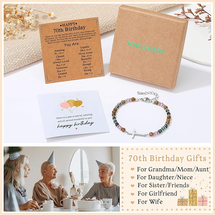 TONY & SANDY Christian Cross Bracelet for Women, Stocking Stuffers for Women, Confirmation Baptism Easter Gifts, Unique Gift for Friends Daughter Mom Sister in Christ on Birthday Christmas