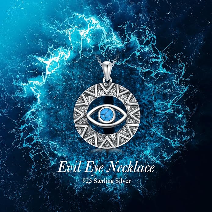 PELOVNY Evil Eye Necklaces 925 Sterling Silver Nazar Eye Protection Necklace Amulet Jewelry Gifts for Women