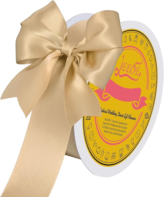 LEEQE Double Face Gold Satin Ribbon 1-1/2 inch X50Yards Polyester Gold Ribbon for Gift Wrapping Very Suitable for Weddings Party Hair Bow Invitation Decorations and More