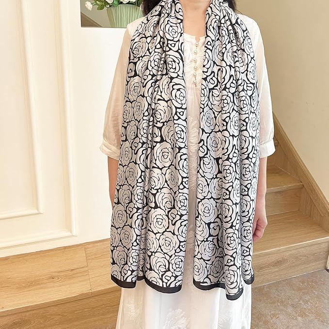 Long Silk Like Scarf Lightweight Satin Scarves Large Sunscreen Shawl Wrap for Women