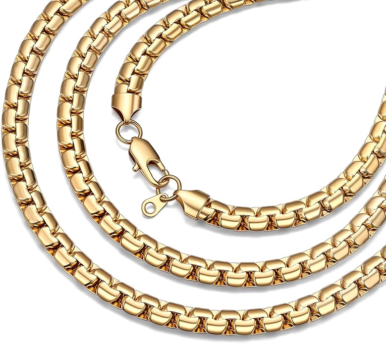 Bestyle 18K Gold Plated/Silver/Black Chain for Men, Hypoallergenic 2/4/6/8mm Stainless Steel Flat Link Chain Necklace for Men & Women Hip Hop Jewelry, 14-30"