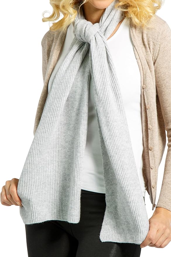 Fishers Finery Women's 100% Cashmere Ribbed Knit Winter Scarf | Black Label Box